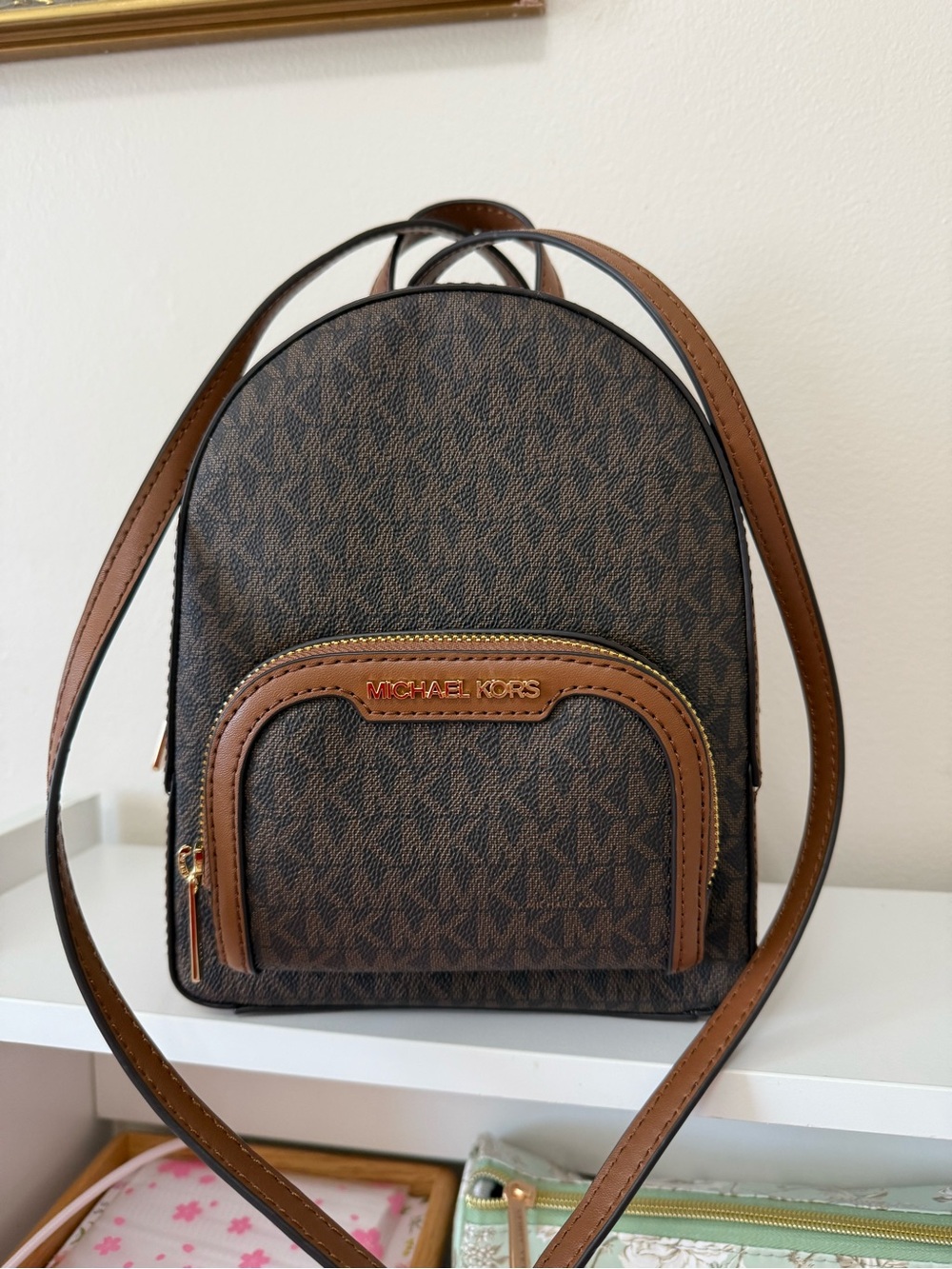 Michael Kors Tan Leather Crossbody with Gold Hardware